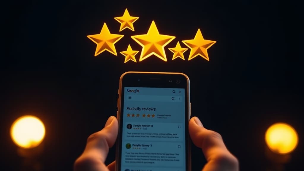 Five gold stars representing 5-star Google reviews for a tradie business