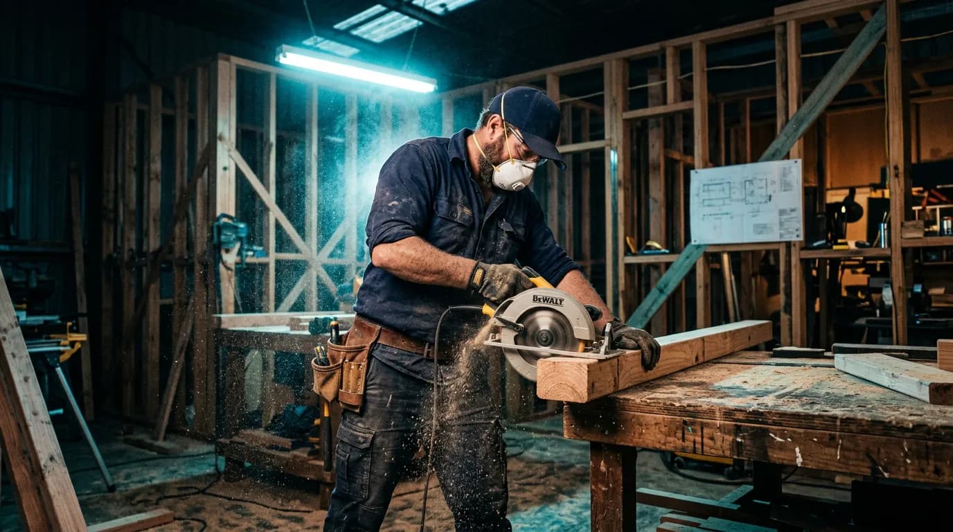 Professional carpenter in workshop