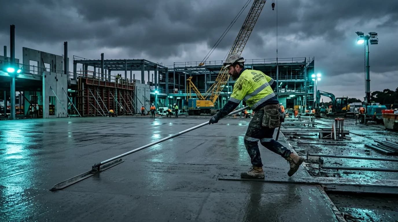 Professional concreter at work