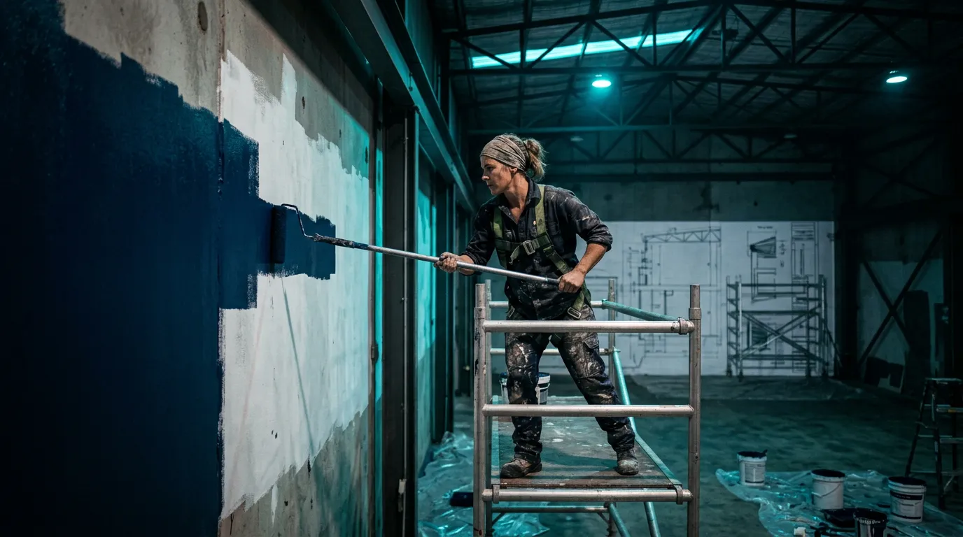 Professional painter at work