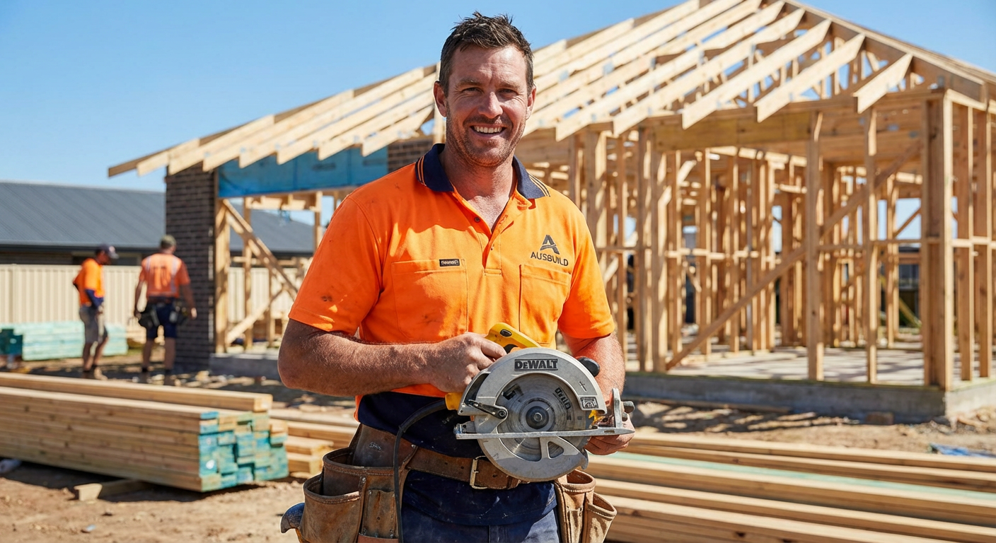 Professional carpenter working on custom woodwork - Carpentry website by SilicoNext Digital